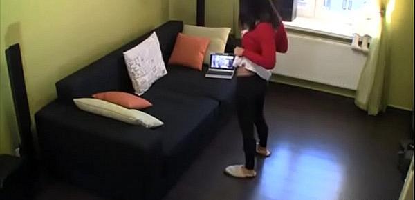  doggy style masturbation of the hot black haired teen